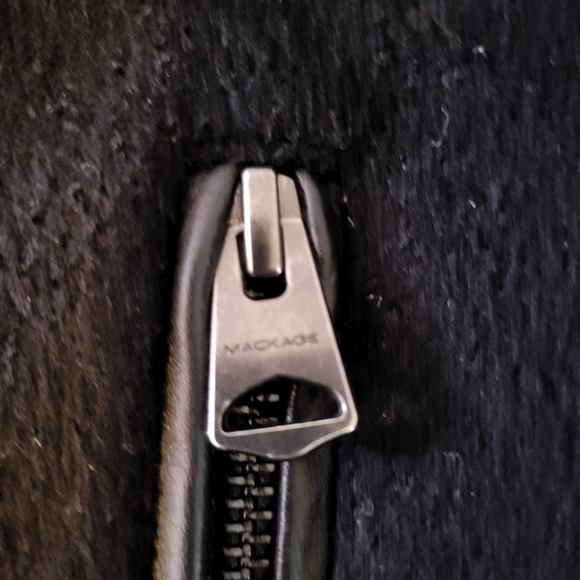 Mackage Nori 2-in-1 Black Wool Cashmere Double Collar Wrap Coat Leather Belt Zip - Picture 11 of 16